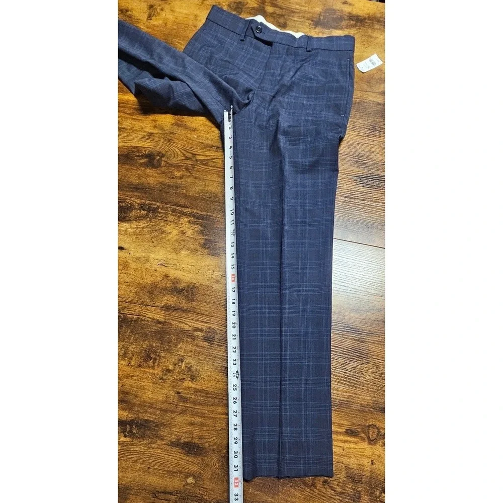 Brooks Brothers Regent Fit Dress Pants Wool Blend Blue Plaid Flat Mens 32x32 NWT